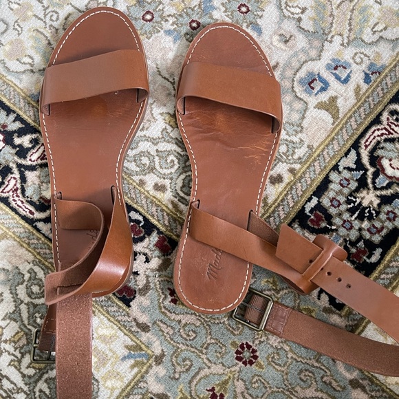 Madewell The Boardwalk Ankle Strap Sandal - neutral brown color size 8 like new! - Picture 4 of 6